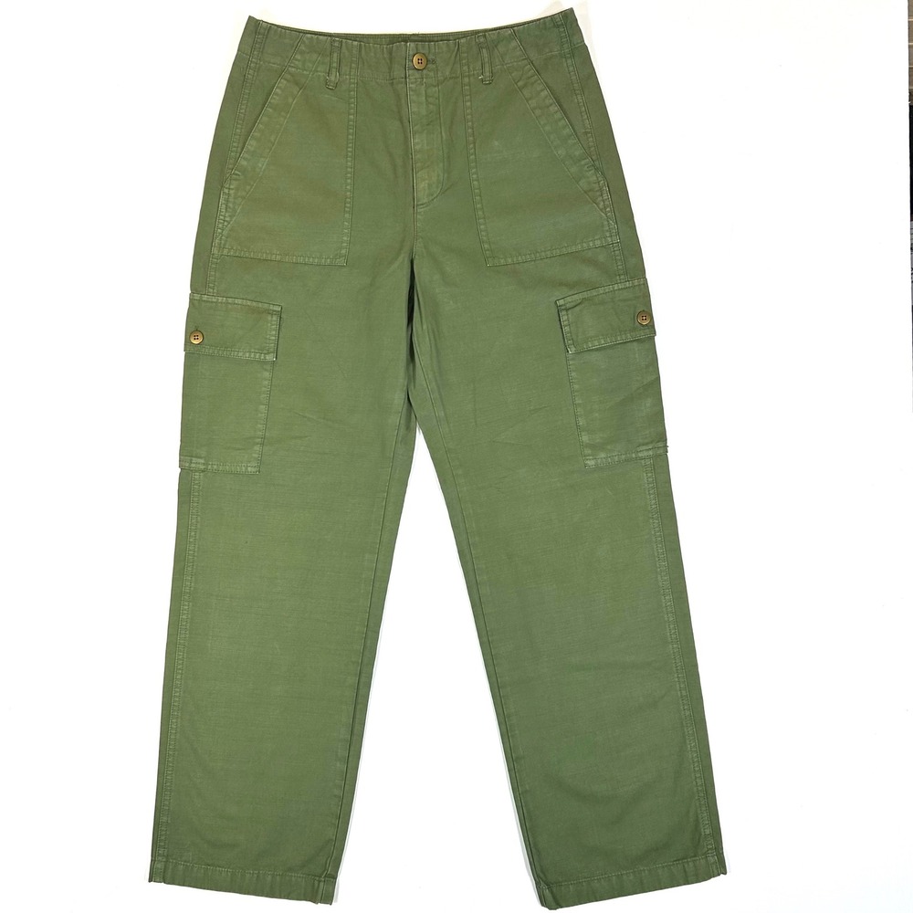 J.Crew Womens Olive Green Cotton Slub Twill Cargo Fatigue Pants Size 30 Straight